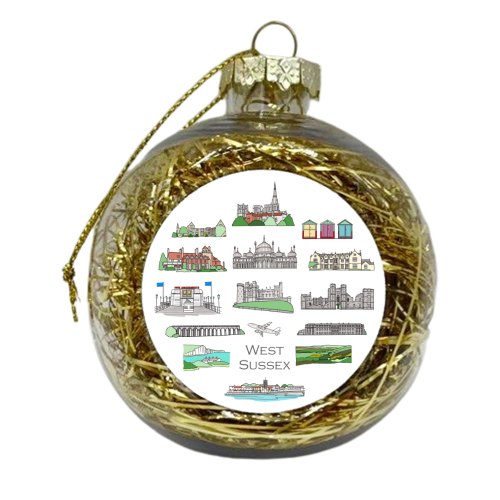 West Sussex Landmarks (pictorial version) - xmas bauble by Adam Regester