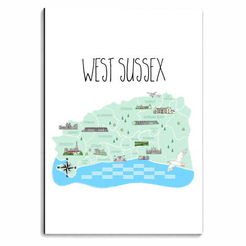 West Sussex Pictorial Map - personalised A4, A5, A6 notebook by Adam Regester
