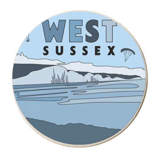 West Sussex South Downs illustration - personalised beer coaster by The Girl Next Draw
