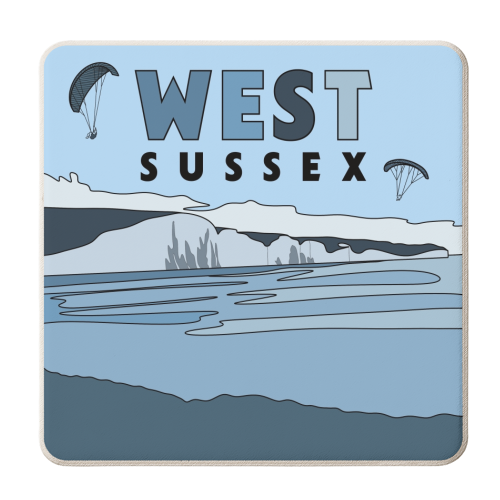West Sussex South Downs illustration - personalised beer coaster by The Girl Next Draw