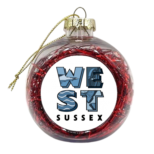 West Sussex typography print - xmas bauble by The Girl Next Draw