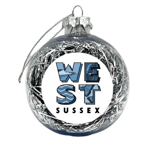 West Sussex typography print - xmas bauble by The Girl Next Draw