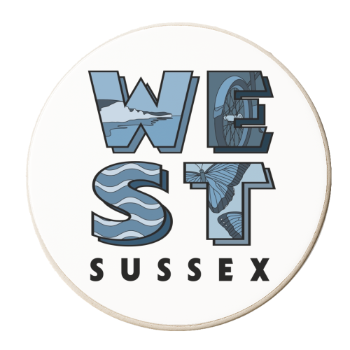 West Sussex typography print - personalised beer coaster by The Girl Next Draw