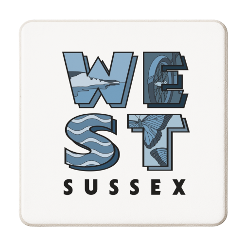 West Sussex typography print - personalised beer coaster by The Girl Next Draw