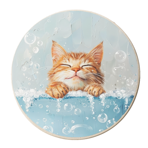 Wet HappyCat - personalised beer coaster by DejaReve