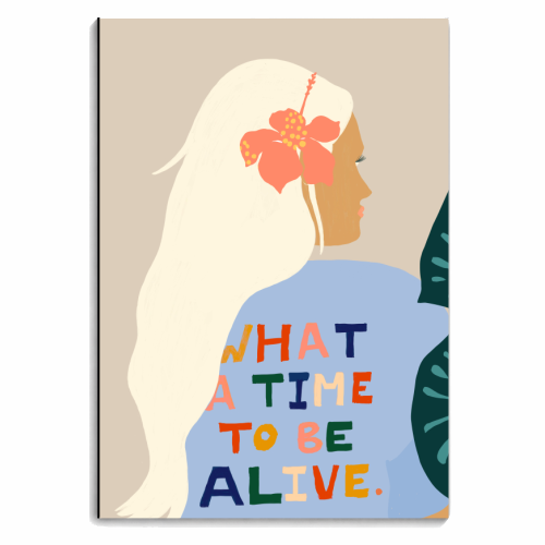 What A Time To Be Alive | Blonde Woman with a Positive Mindset Gratitude & Good Vibes | Fun Tropical - personalised A4, A5, A6 notebook by Uma Prabhakar Gokhale