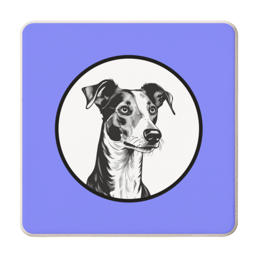Whippet Cameo Style Dog Portrait - personalised beer coaster by Adam Regester