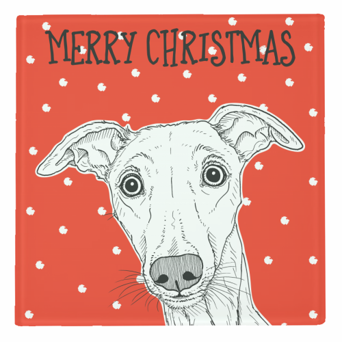 Whippet Christmas Greeting - personalised beer coaster by Adam Regester