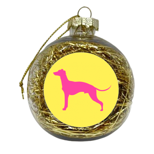 Whippet Coloured Silhouette Design - xmas bauble by Adam Regester