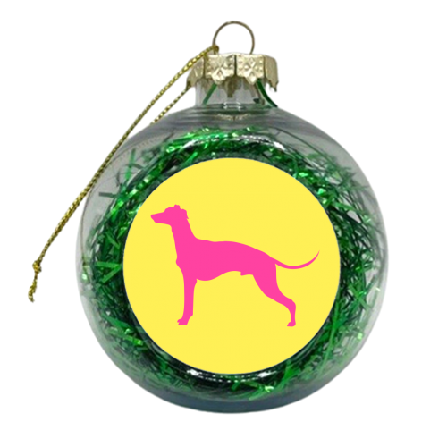 Whippet Coloured Silhouette Design - xmas bauble by Adam Regester