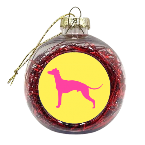 Whippet Coloured Silhouette Design - xmas bauble by Adam Regester