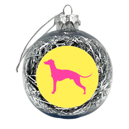 Whippet Coloured Silhouette Design - xmas bauble by Adam Regester