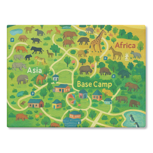 Whipsnade Zoo - glass chopping board by Lilly Rose