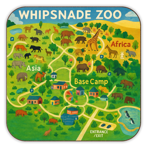 Whipsnade Zoo - personalised beer coaster by Lilly Rose