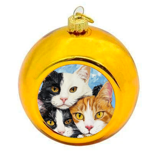 Whiskers & Warmth - colourful christmas bauble by DejaReve