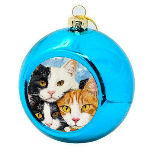 Whiskers & Warmth - colourful christmas bauble by DejaReve