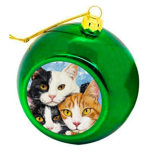 Whiskers & Warmth - colourful christmas bauble by DejaReve