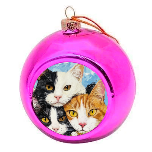Whiskers & Warmth - colourful christmas bauble by DejaReve