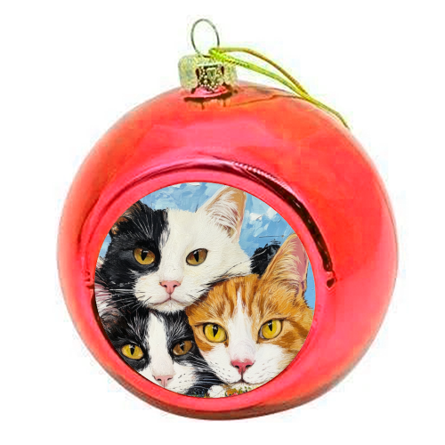 Whiskers & Warmth - colourful christmas bauble by DejaReve