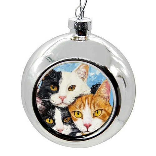Whiskers & Warmth - colourful christmas bauble by DejaReve