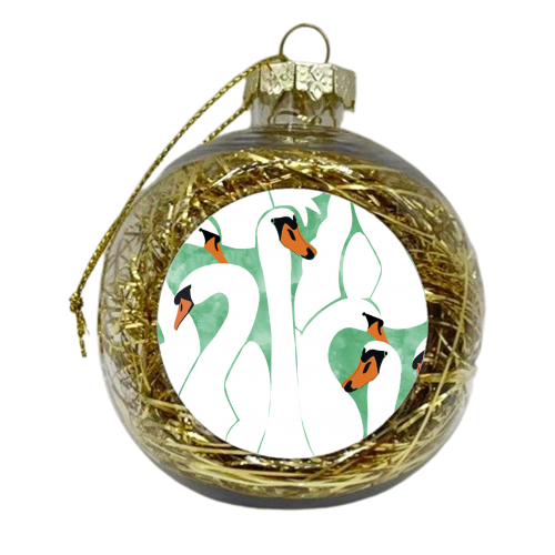 White Calm Was Born Into A Swan - xmas bauble by Uma Prabhakar Gokhale