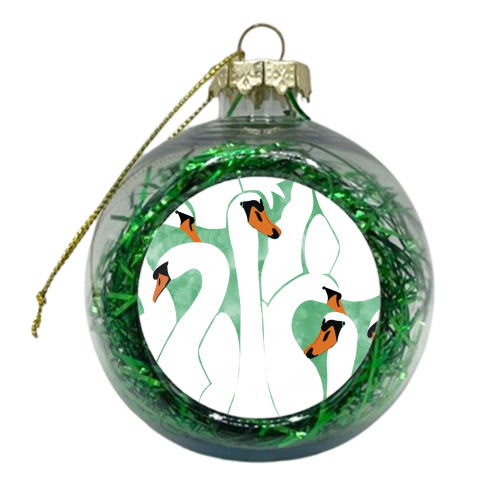 White Calm Was Born Into A Swan - xmas bauble by Uma Prabhakar Gokhale