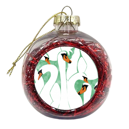 White Calm Was Born Into A Swan - xmas bauble by Uma Prabhakar Gokhale