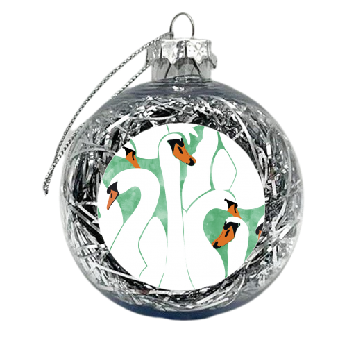 White Calm Was Born Into A Swan - xmas bauble by Uma Prabhakar Gokhale