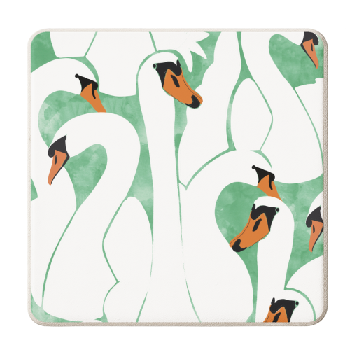 White Calm Was Born Into A Swan - personalised beer coaster by Uma Prabhakar Gokhale