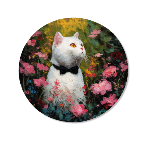White cat with bow tie - Magnet by DejaReve