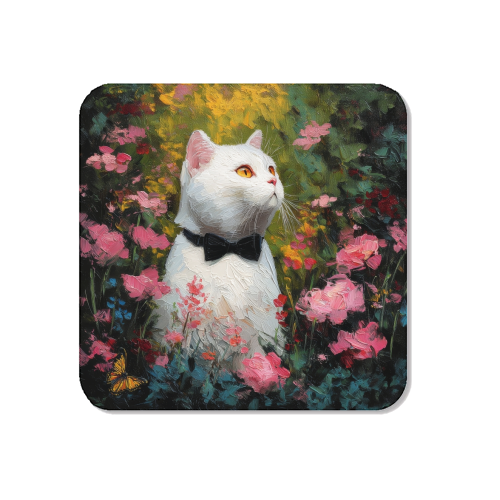 White cat with bow tie - Magnet by DejaReve