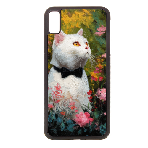 White cat with bow tie - stylish phone case by DejaReve