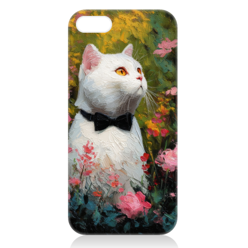 White cat with bow tie - unique phone case by DejaReve