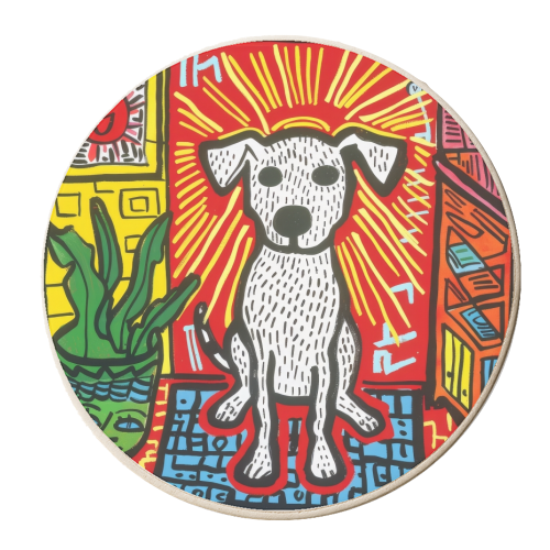 White Dog - personalised beer coaster by DejaReve