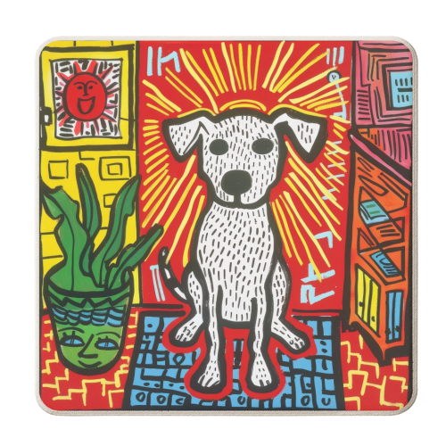 White Dog - personalised beer coaster by DejaReve