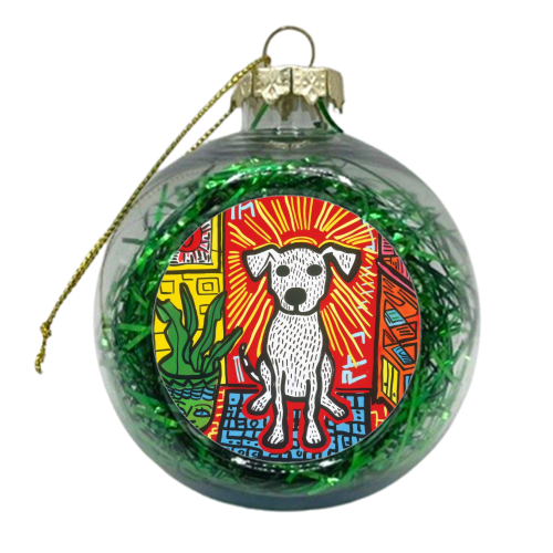 White Dog - xmas bauble by DejaReve