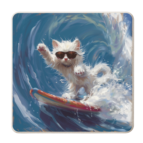 White Furry Surfer - personalised beer coaster by DejaReve