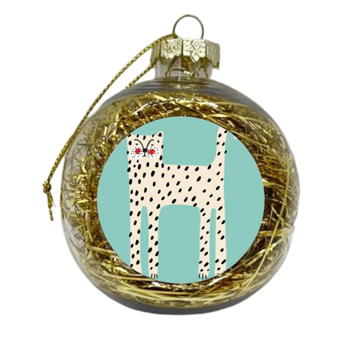White Leopard - xmas bauble by Nichola Cowdery