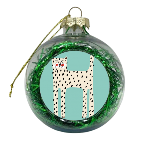 White Leopard - xmas bauble by Nichola Cowdery