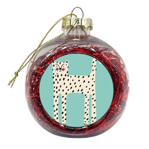 White Leopard - xmas bauble by Nichola Cowdery
