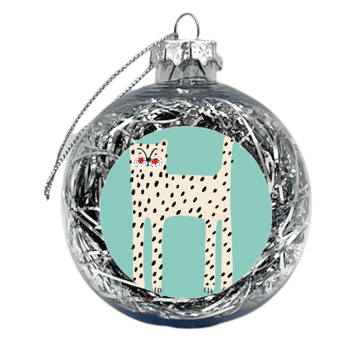 White Leopard - xmas bauble by Nichola Cowdery