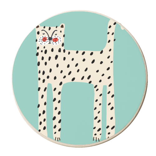 White Leopard - personalised beer coaster by Nichola Cowdery