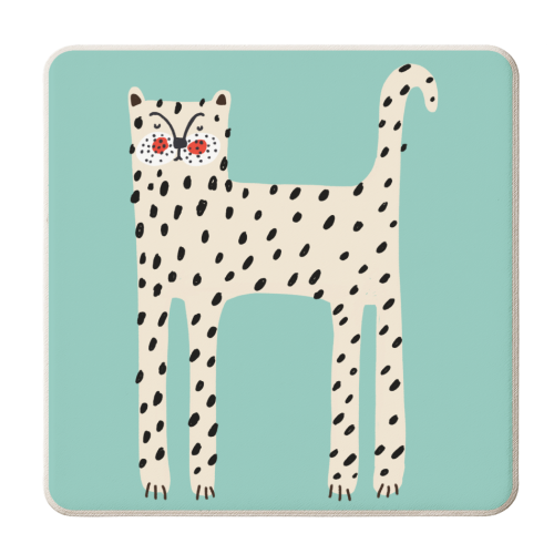 White Leopard - personalised beer coaster by Nichola Cowdery