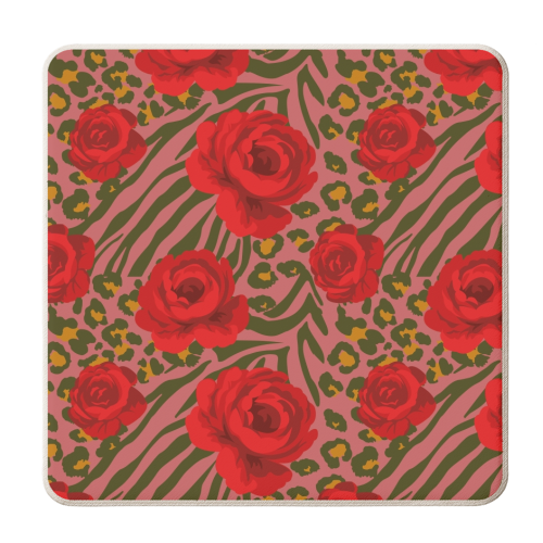 Wild Roses Jungle Mix - personalised beer coaster by Luxe and Loco