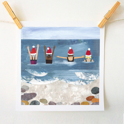 Wild Swimming at Christmas - A1 - A4 art print by Christina Carpenter