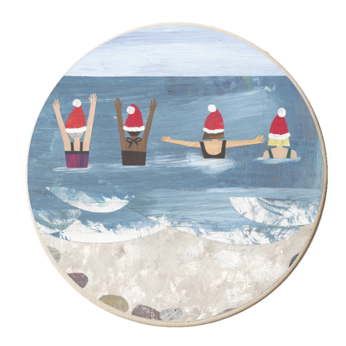 Wild Swimming at Christmas - personalised beer coaster by Christina Carpenter