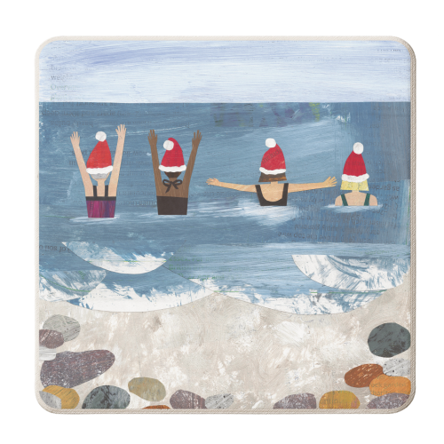 Wild Swimming at Christmas - personalised beer coaster by Christina Carpenter