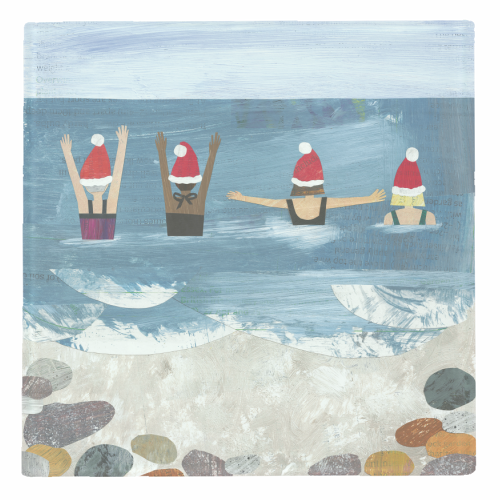 Wild Swimming at Christmas - personalised beer coaster by Christina Carpenter