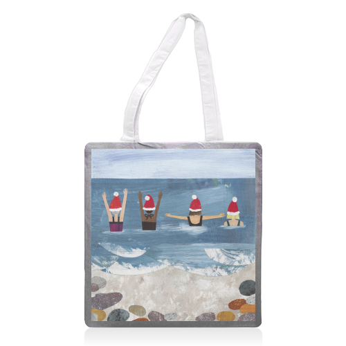 Wild Swimming at Christmas - printed canvas tote bag by Christina Carpenter