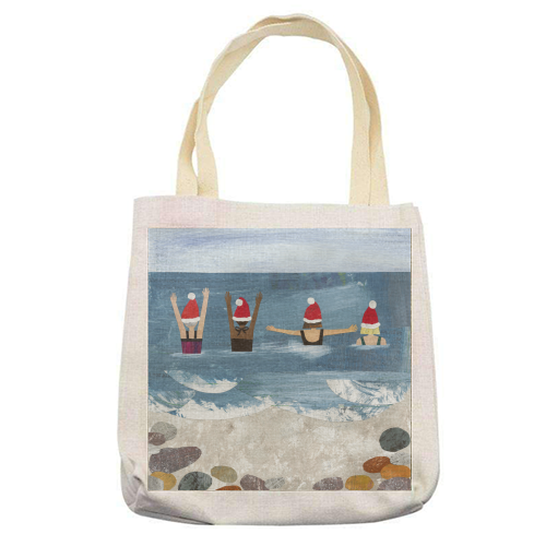 Wild Swimming at Christmas - printed canvas tote bag by Christina Carpenter